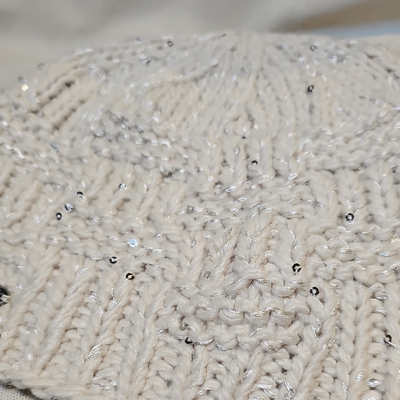 Marmot White Knit Beanie with Sequins - Picture 10 of 11